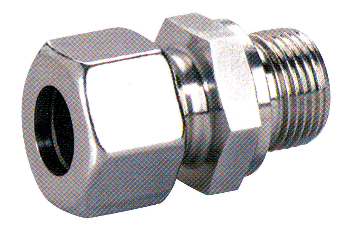 Union med en utvendig gjengeside 12 x 3/8". Syrefast